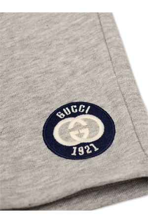 Shorts in jersey di cotone felpato grigio chiaro GUCCI KIDS | 805456XJGX51183